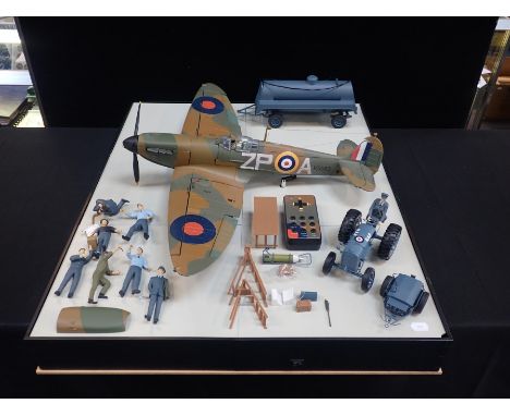HACHETTE PARTWORKS SPITFIRE MK IA 1:18 SCALE MODELA stunning full remote diecast model of a Spitfire, with model ground crew 
