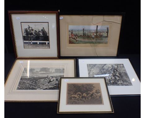 A SIGNED PHOTO OF FRED WINTERwith a group of hunting and related prints