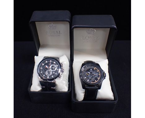 ROYAL LONDON: A GENTLEMENS' CHRONOGRAPH STAINLESS STEEL WRISTWATCHwith quartz movement, the dial with luminous silver baton h