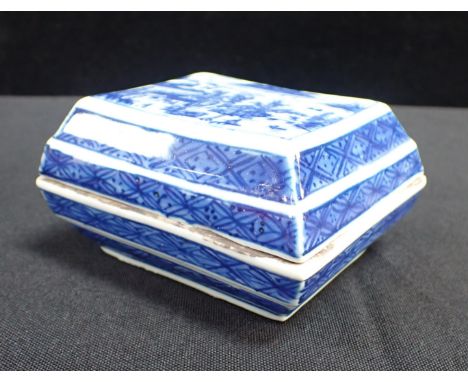 A CHINESE BLUE AND WHITE SEAL BOX9.5cm wide