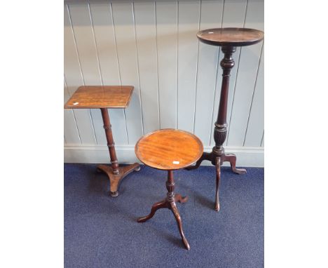 A WILLIAM IV MAHOGANY WINE TABLE, WITH RECTANGULAR TOPand platform base, another wine table, and a tripod plant stand (3)