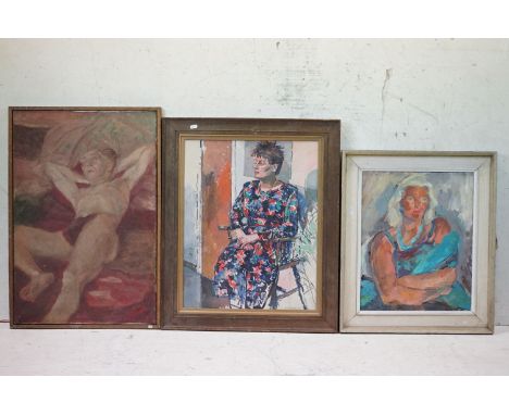 Three 20th century Oil Painting Portraits including ' Mrs Proctor ' by Mary Neill (Royal Society of Portrait Painters) dated 