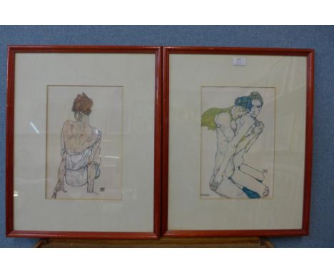 A pair of German portrait prints, framed 