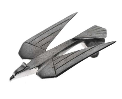 Art Deco chrome car mascot, possibly Humber/ Desmo, 12cm long x 4cm high 