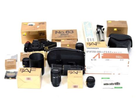 Nikon F6 SLR camera, TC200 lens and accessories