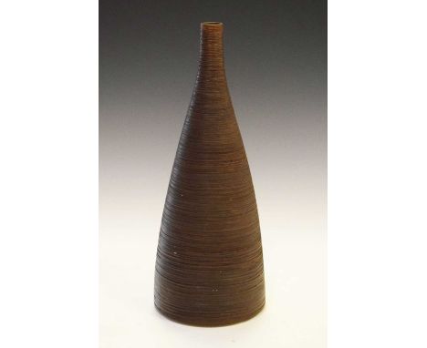 Salviati amber glass onion vase, signed Salviati 2004 to base, together with a Rina Menardi ceramic vase of conical form, 30c