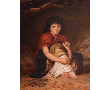 Oil on canvas - Portrait of a young girl - indistinctly signed lower right - 49cm x 38.5cm (in good 19th Century acanthus mou