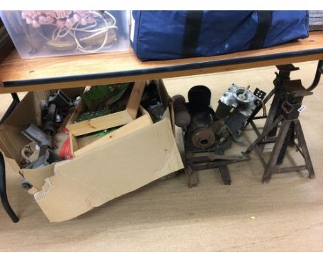 Various tools and axel stands etc.