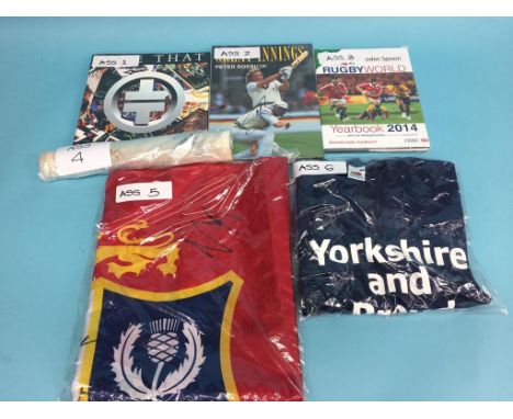 Autographs to include; Take That book signed by Gary and Mark, Great Innings Cricket book signed by Ian Botham, Tony Greig, D