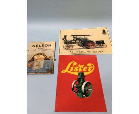 Advertising plaques, 'The Nelson Touch', 'Lister' and 'Case engine and tender'