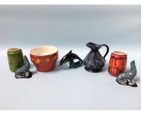 A collection of Poole pottery