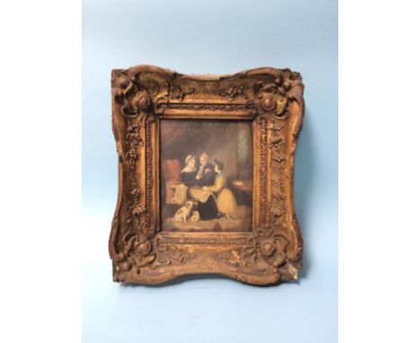 A hand tinted antique print, in gilt frame