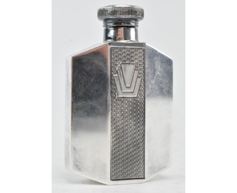 James Dixon &amp; Son - an early 20th century Art Deco silver plated small hip flask. The flask of Deco long octagonal form w