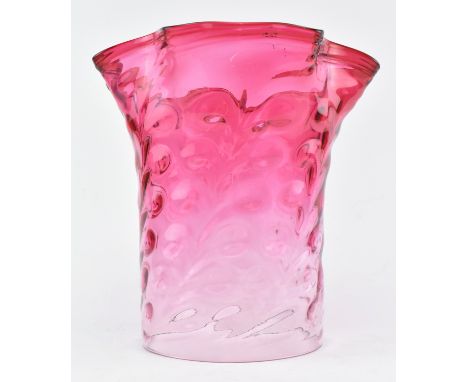A Victorian late 19th century circa 1880s cranberry glass gas lamp shade. The shade with ruby flaring rim over dimpled body. 