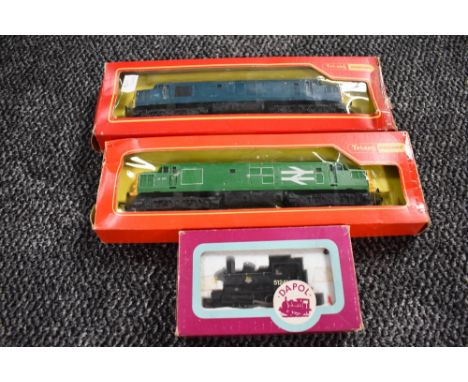 Two Triang 00 gauge Co-Co Type 3 Diesel Locomotives both R751 along with a Dapol 00 gauge 0-4-0 Pug Engine, all boxed