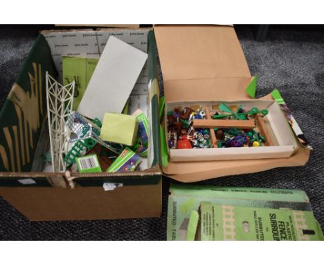 A box of mixed vintage Subbuteo including World Cup 1990 part set, TV Tower etc