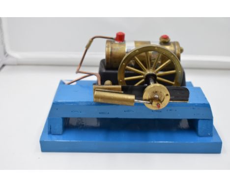 A Stationary Scratch Built Live Steam plant having single flywheel engine and boiler, on wood stand