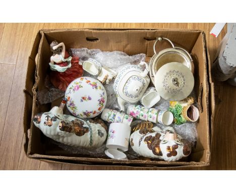 A Collection Of Assorted Ceramics including petite ladies renaissance fine English bone china figurine Sheridan, earthenware 