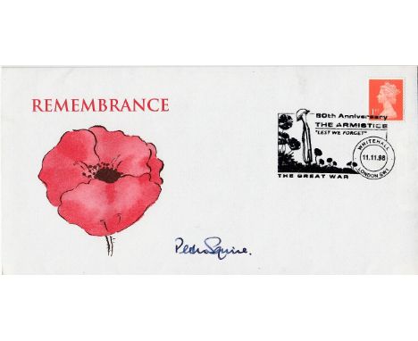Remembrance Red Poppy adorns the cover. Special hand-stamp 80th Anniversary The Armistice - Lest We Forget The Great War, Whi