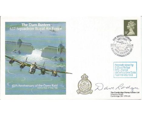 The Dam Busters, No.617 Squadron, Royal Air Force. 45th Anniversary of the Dams raid. Cover design shows a Lancaster departin
