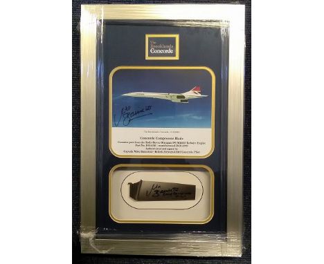 Concorde Signed Photo And Engine Blade Presentation. A really attractive pieces of Concorde memorabilia. A 20 x 13 inch frame