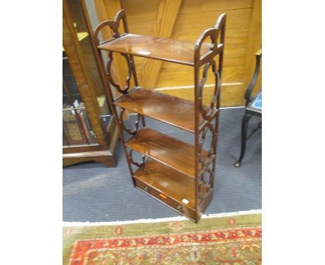 A George III style mahogany wall shelf with drawer 87 x 41cm  