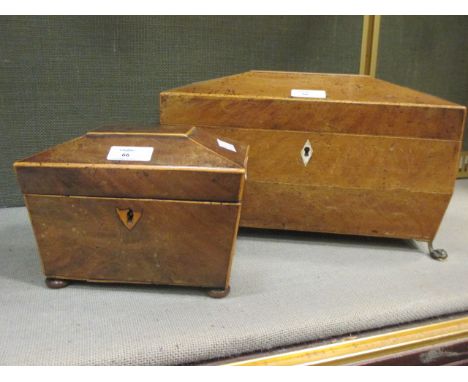 A partridge wood Regency tea caddy and another (2)  