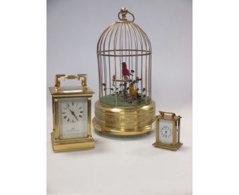 A singing bird automaton and two carriage clocks (one by Matthew Norman) (3)  