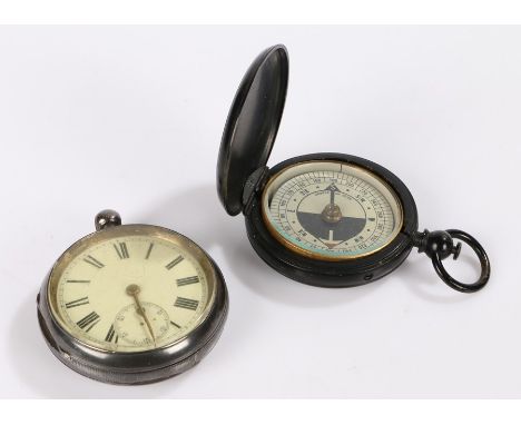 Silver open face pocket watch, the white enamel dial with Roman numerals and subsidiary seconds dial, key wound, the movement