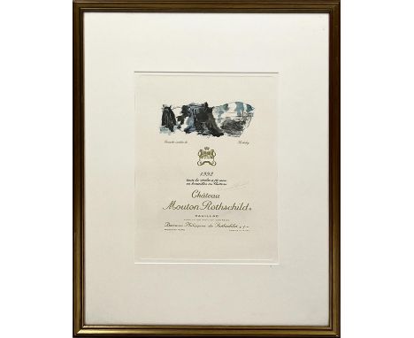 CHATEAU MOUTON ROTHSCHILD, 'Per Kirkeby 1992', lithograph in colours on Arches paper, 35cm x 26cm, framed. 