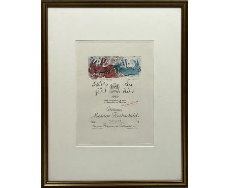 CHATEAU MOUTON ROTHSCHILD, 'George Baselitz 1989', lithograph in colours on Arches paper, 35cm x 26cm, framed. 