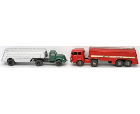 2 Modellautos "Tanklastwagen", Kellermann CKO, Geiger. 1x Mercedes-Benz "Esso Extra Motor Oil", Blech mit Friktionsantrieb. G
