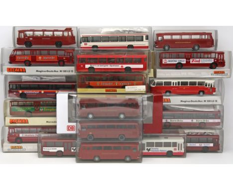 23 Modellautos, Busse "Deutsche Bundesbahn", VK, Brekina, Wiking, Herpa, Schuco,  1:87. Verschiedene Hersteller und Ausführun