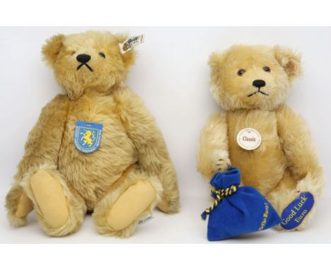 2 Steiff-Teddys. "Good Luck Euro" und "Giengen-Teddybär-Replica 1906". Ex. 3.341 bzw. 7.556 aus limitierten Auflagen. Je mit 