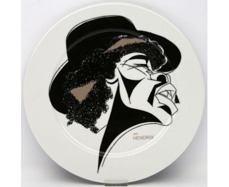 Wandteller, Rosenthal. Porzellan mit Portrait "Jimi Hendrix". Stempelmarke Rosenthal, Ende 20. Jh. D. 33 cm.