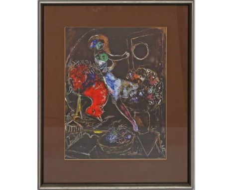 Chagall, Marc (1887 Vitebsk - Paul de Vence 1985) 2 Druckgraphiken, dabei Lithographie "Mystische Kreuzigung" (1950) aus Derr