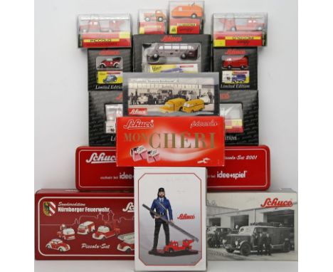 28 Modellautos, Schuco Piccolo. Darunter 5 Feuerwehr-Sets und 6 Limited Editions. Verschiedene Hersteller und Ausführungen. J