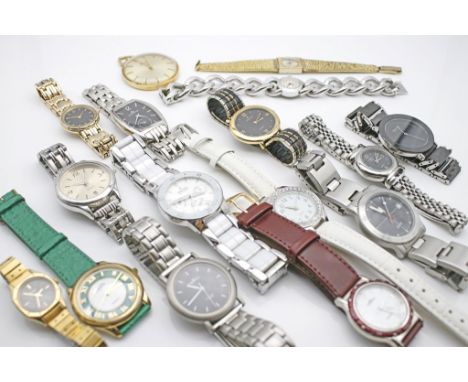 15 div. Armbanduhren. Verschiedene Hersteller, Materialien und Ausführungen. Quarzwerke (Funktionen nicht geprüft, da Batteri
