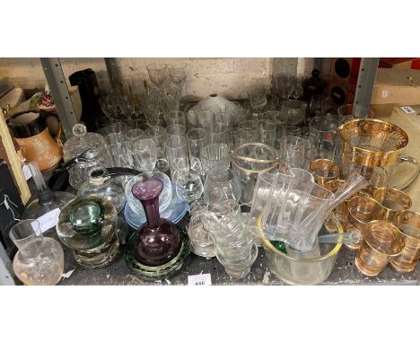 Large quantity of glassware including Whitefriars style ashtray, Finish art vase etc