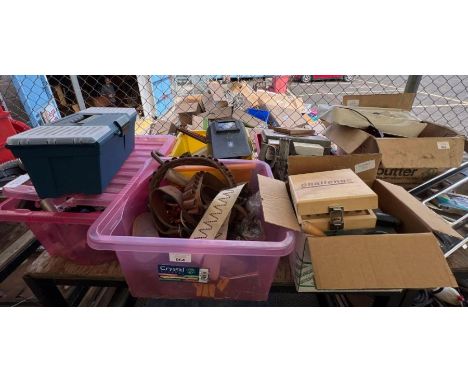 Collection of garage equipment including hand tools
