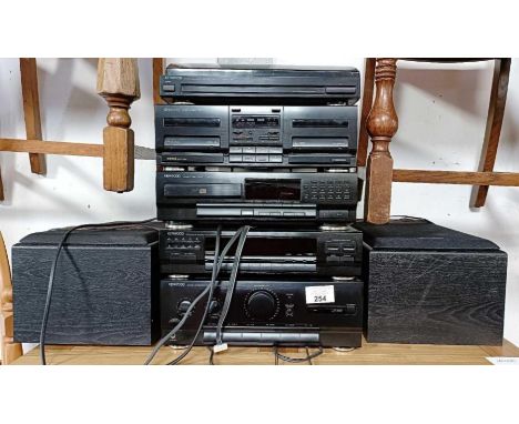 Kenwood sound system to include an amplifier, synthesizer, disc player, cassette deck, turntable &amp; speakers
