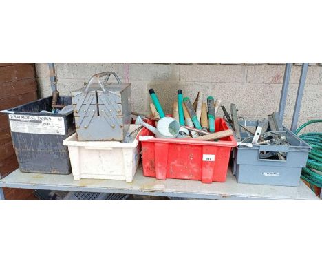 Collection of hand tools, toolbox, vices etc