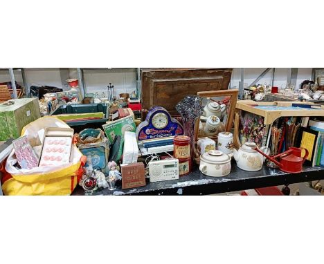Large art glass vase, vintage buttons, ceramics &amp; other items
