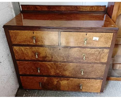 Art Deco style walnut chest of 2 short, 3 long drawers
