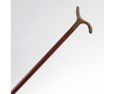 Victorian copper and brass gas light hook, 46cm long