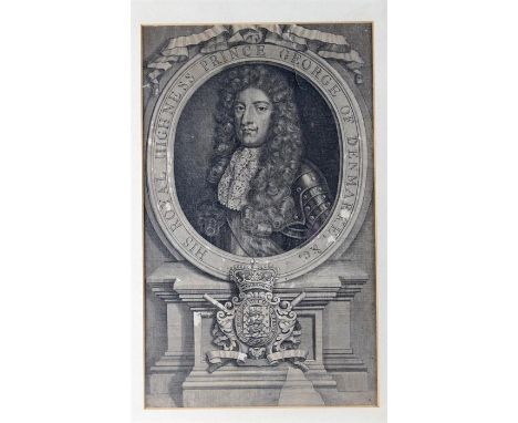Series of ten 19th Century prints of British monarchs, housed within glazed frames, 32cm x 48cm including frames