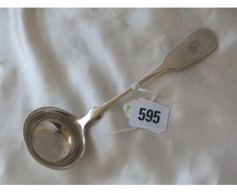 German fiddle pattern crested cream ladle, .800 standard 42g.  