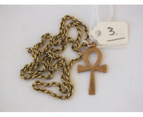 A 9ct. rope twist neck chain and a unmarked gold cross 5.7  