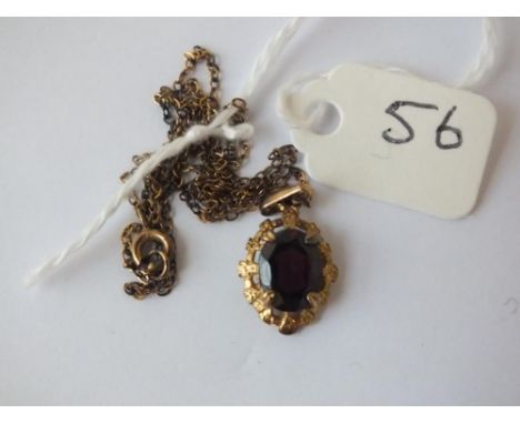 9ct garnet pendant on a gilt chain     