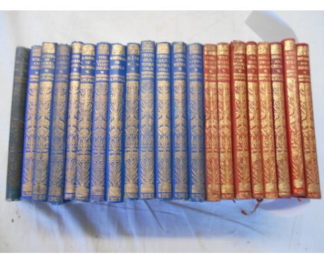KIPLING, R. Pocket Ed. 13 titles in blue gt. dec. cl. &amp; 8 titles in red gt.dec. soft leather (21)